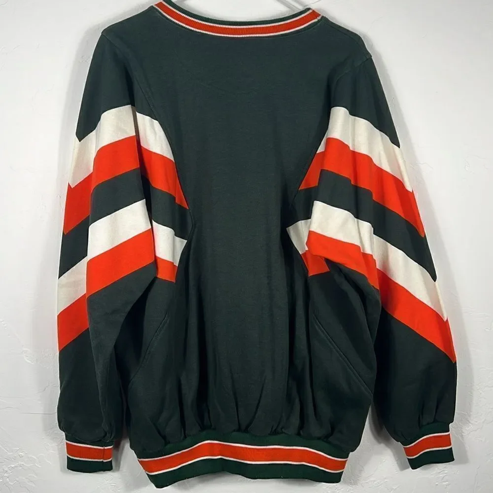 🔥🏈 True Vintage 90’s MIAMI HURRICANES Thick RARE Crewneck Sweatshirt XL - EUC‎